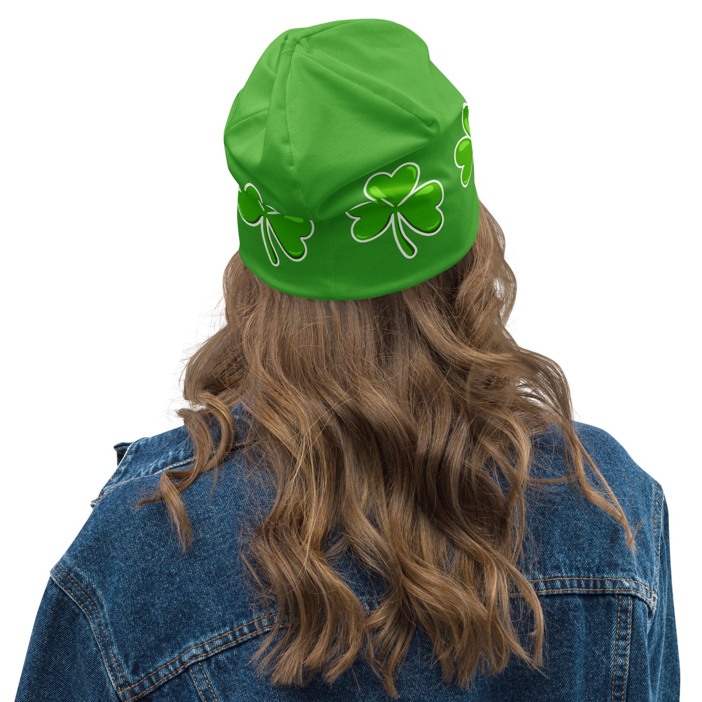 St Patrick's Day All-Over Print Shamrock Beanie Hat