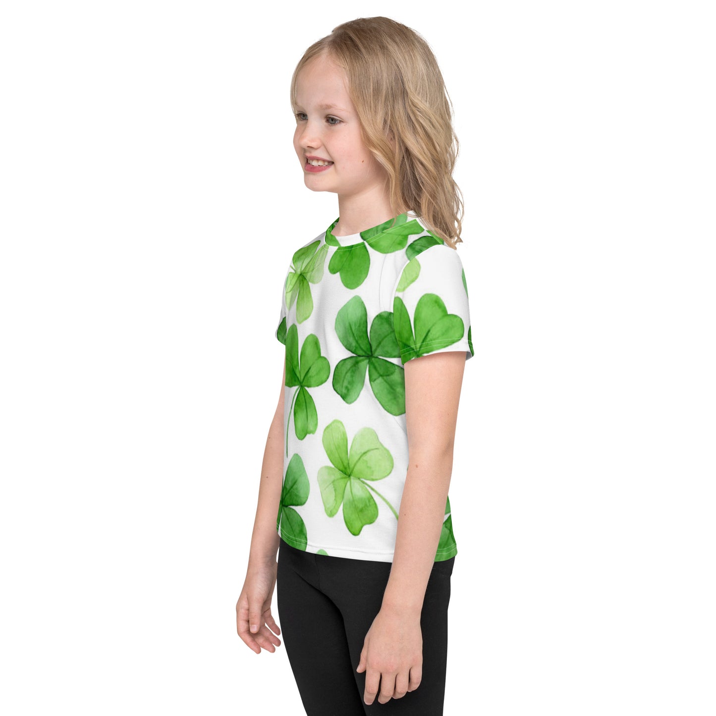 St Patrick's Day All-over Print Shamrock Kids Crew Neck T-shirt