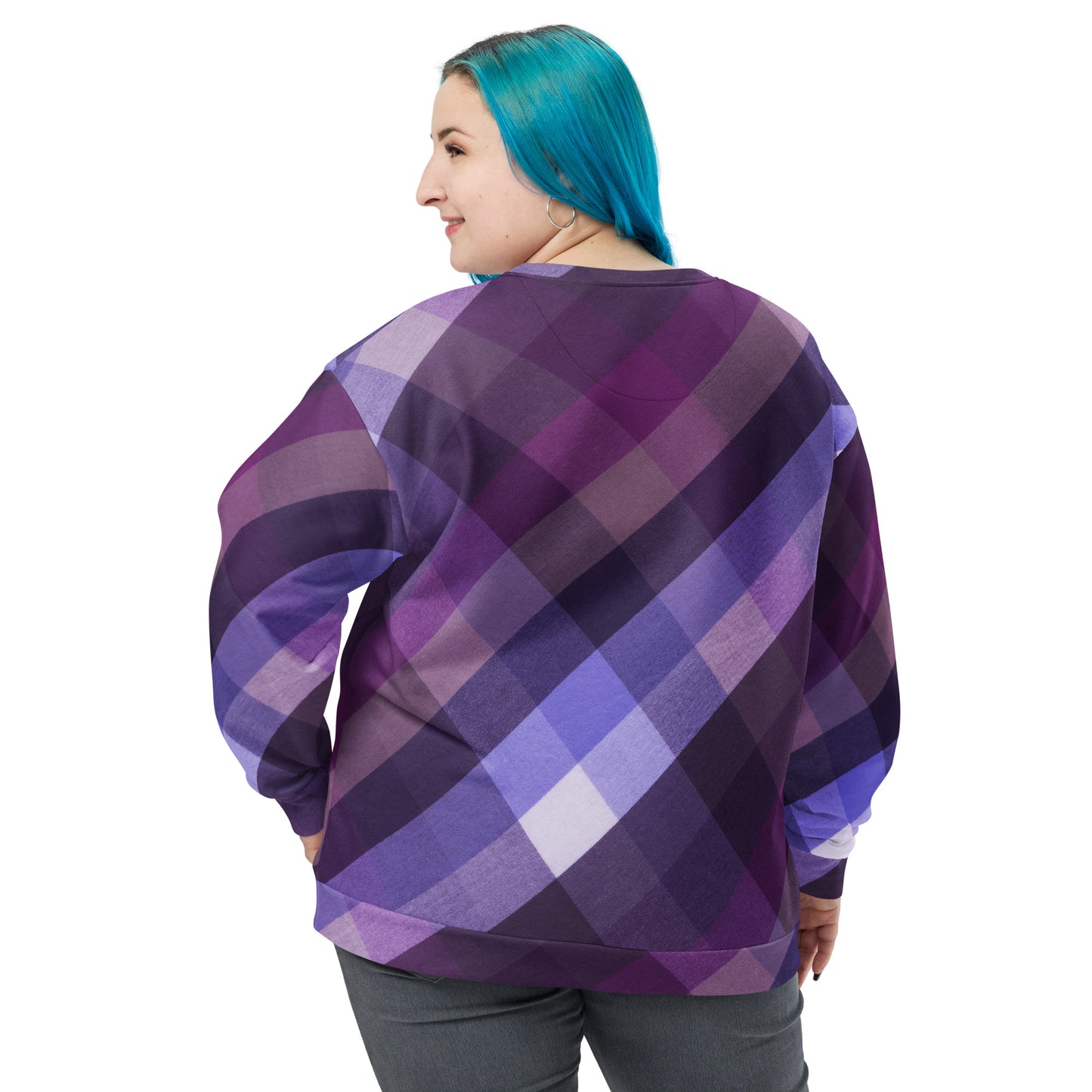 Nollaig Shona Duit (Happy Christmas) Irish Language Unisex Sweatshirt Purple Tartan Design