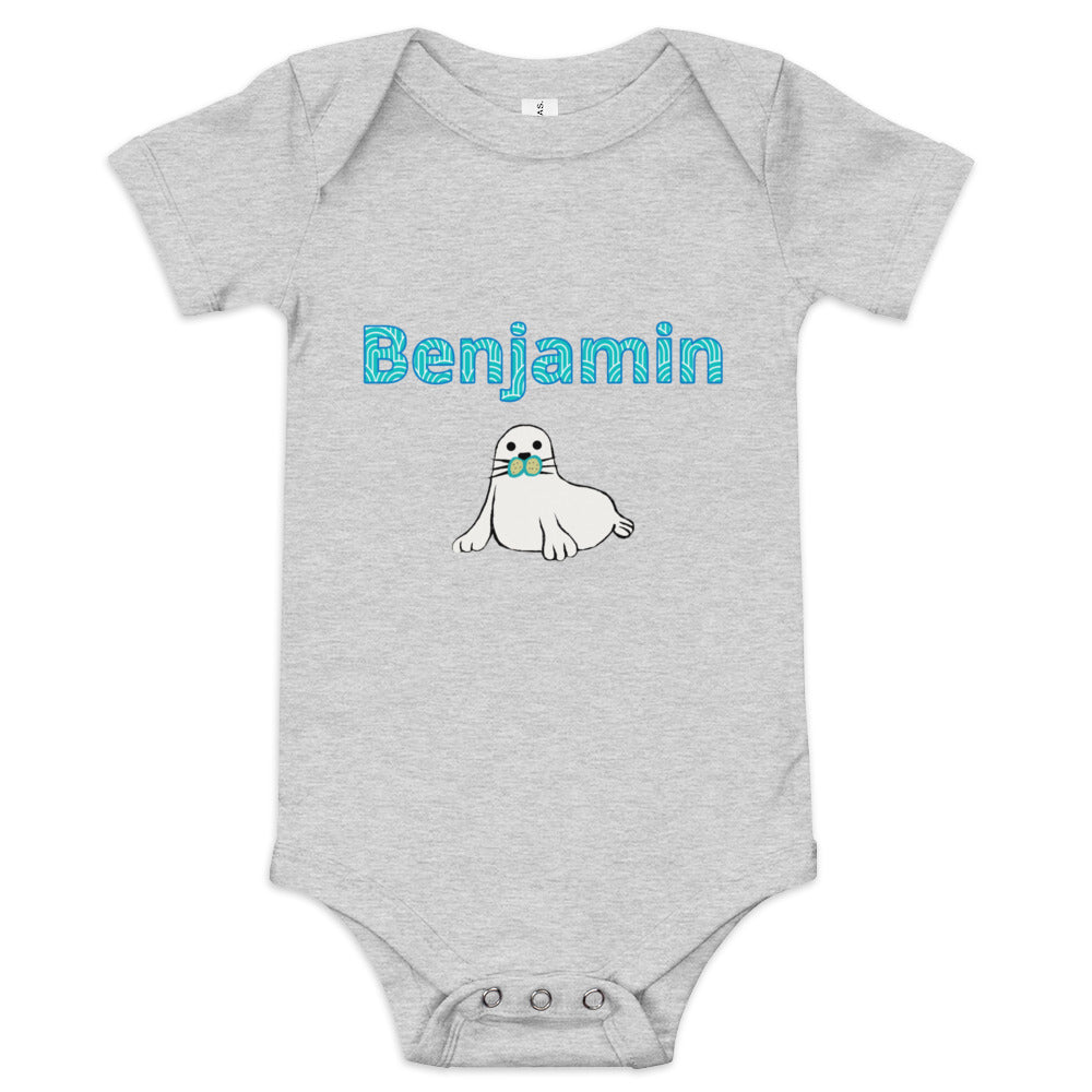 Benjamin Personalized Baby short sleeve one piece