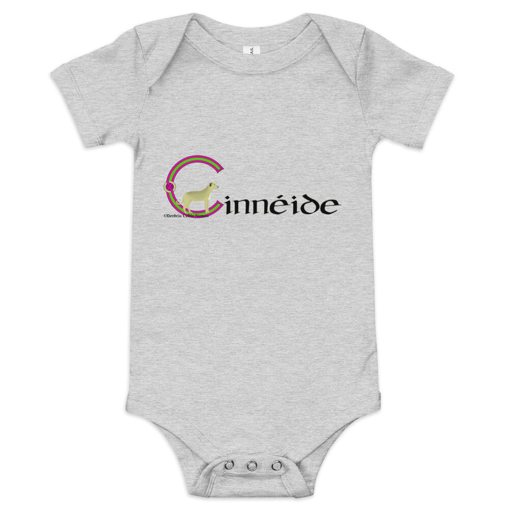 Cinnéide (Kennedy) - Personalized baby short sleeve one piece with Irish name Cinnéide