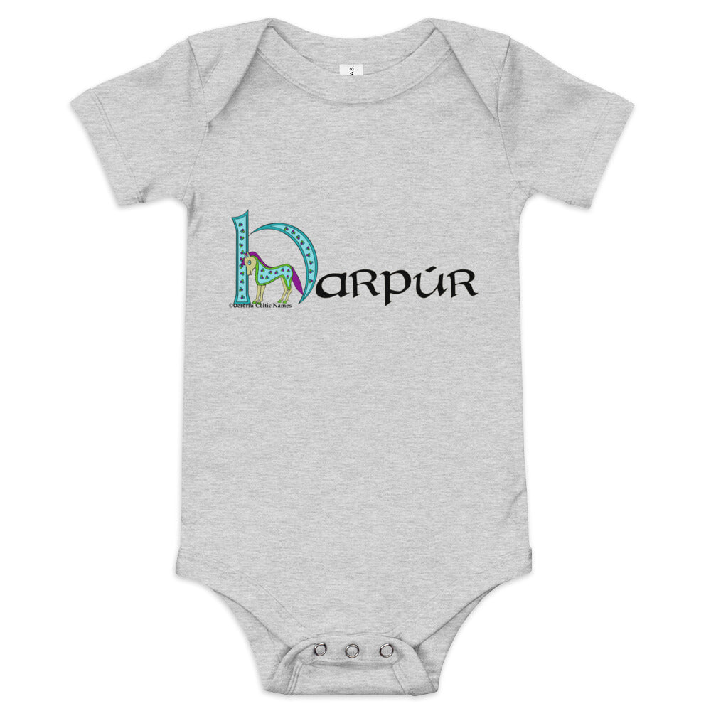 Harpúr (Harper) - Personalized baby short sleeve one piece with Irish name Harpúr
