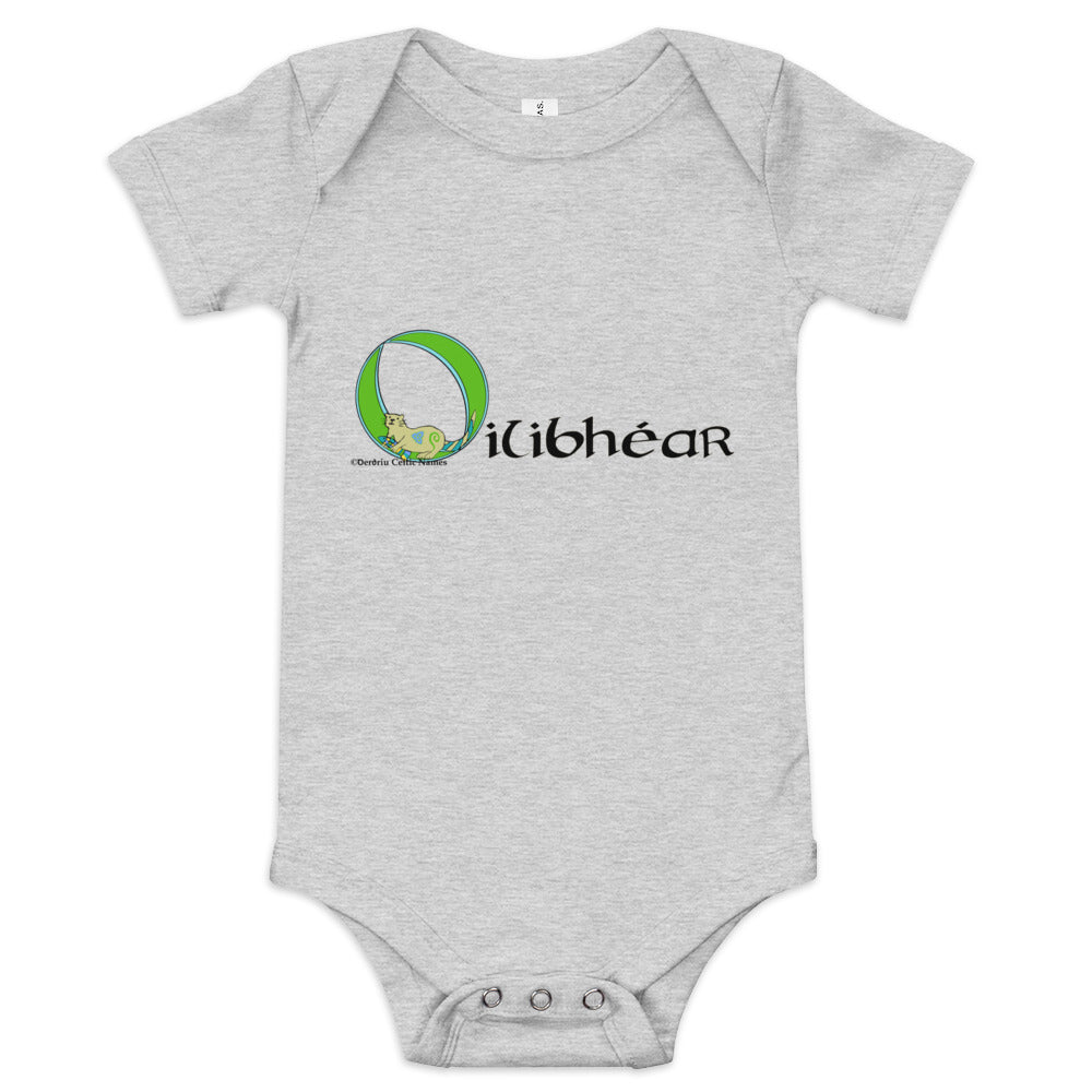 Oilibhéar (Oliver) - Personalized baby short sleeve one piece with Irish name Oilibhéar