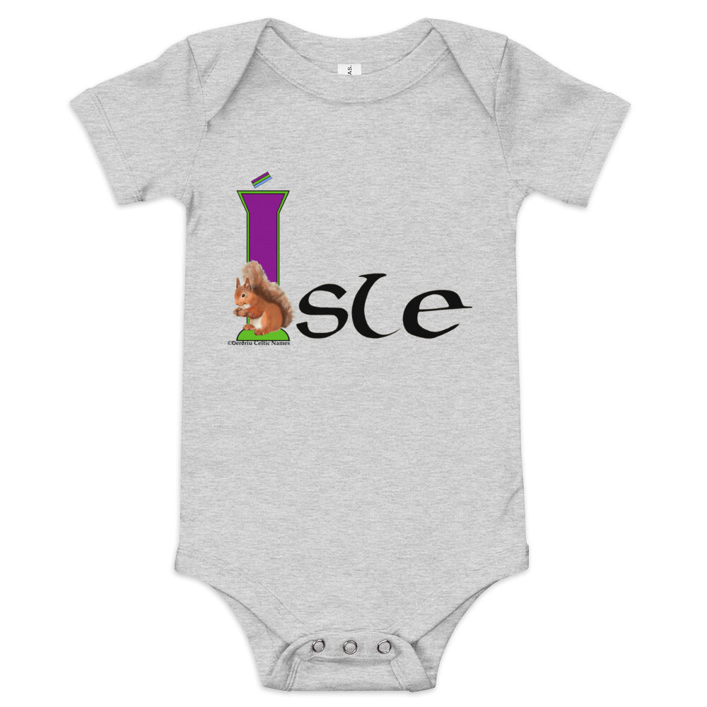 Ísle (Isla) - Personalized baby short sleeve one piece with Irish name Ísle