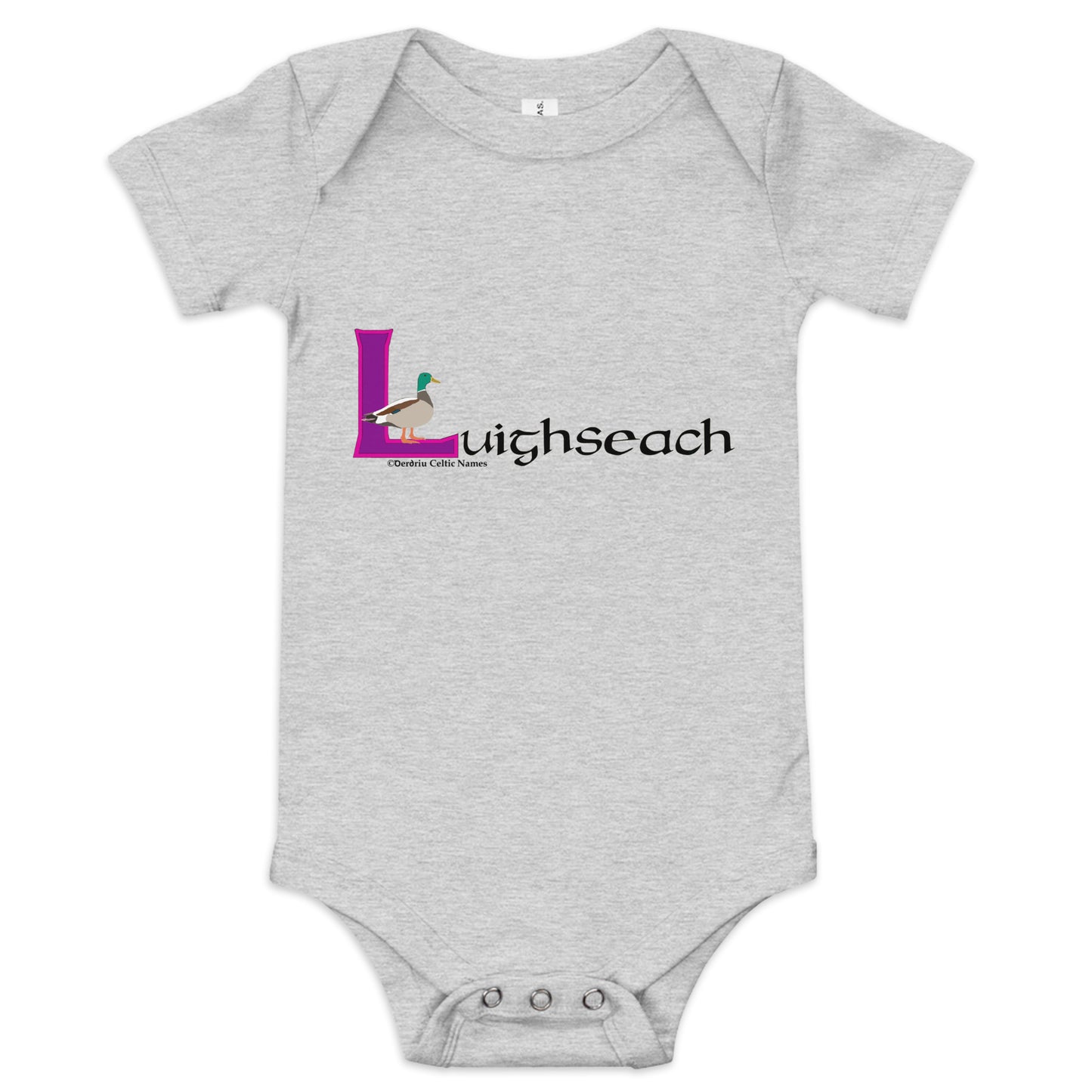 Luighseach (Lucy) - Personalized baby short sleeve one piece with Irish name Luighseach