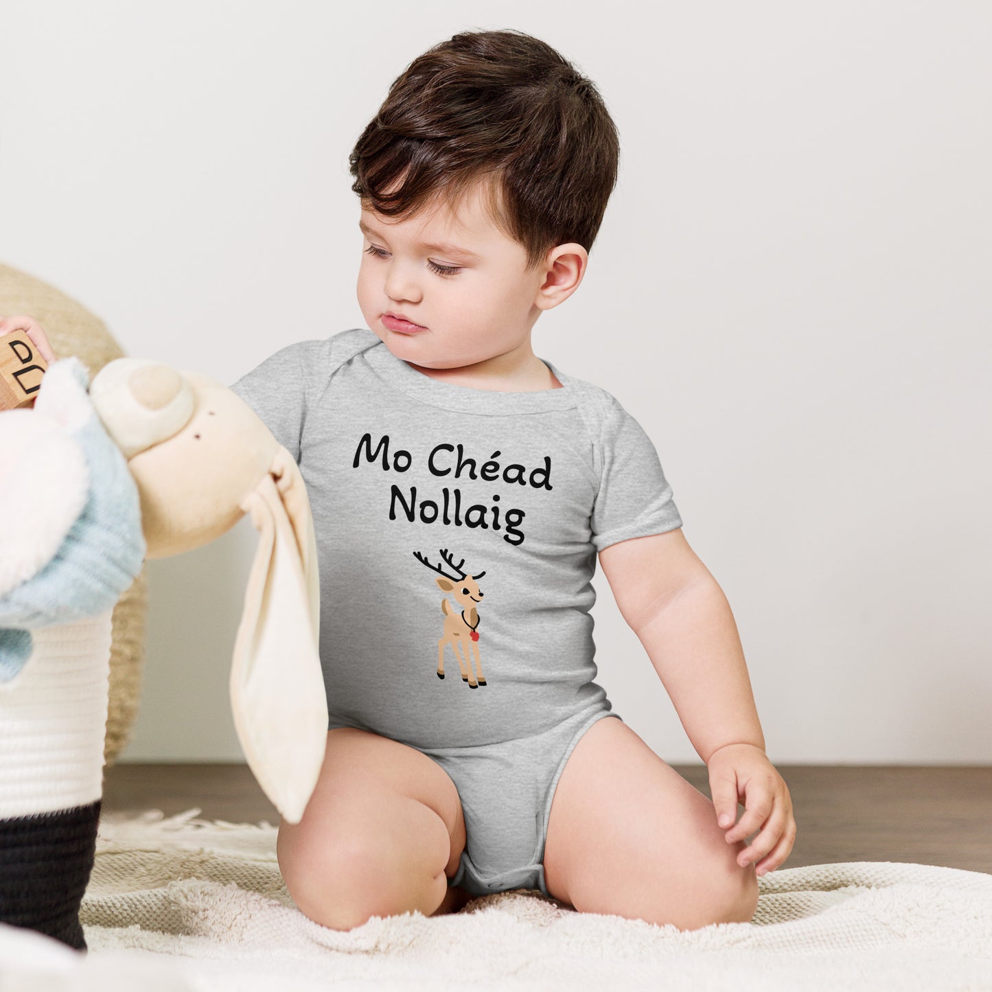 Mo Chéad Nollaig (My First Christmas) Reindeer Baby Short Sleeve One Piece