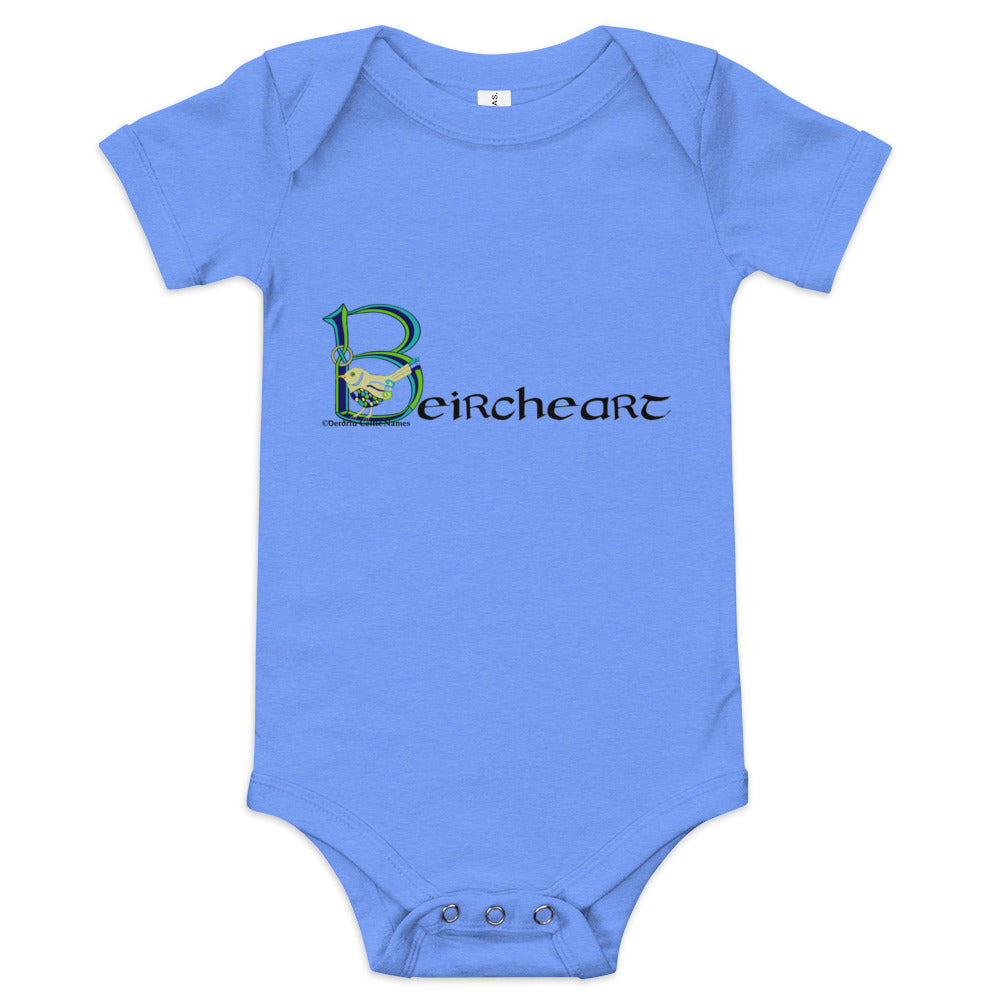 Beircheart (Benjamin) - Personalized baby short sleeve one piece with Irish name Beircheart