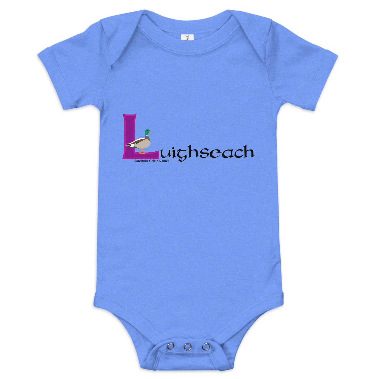 Luighseach (Lucy) - Personalized baby short sleeve one piece with Irish name Luighseach