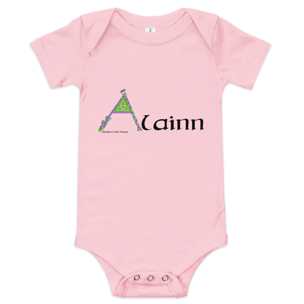 Álainn (Bonnie) Personalized baby short sleeve one piece with Irish name Álainn