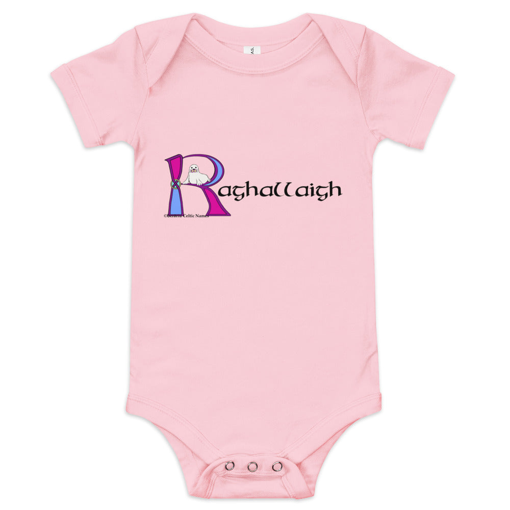 Raghallaigh (Riley) - Personalized baby short sleeve one piece with Irish name Raghallaigh