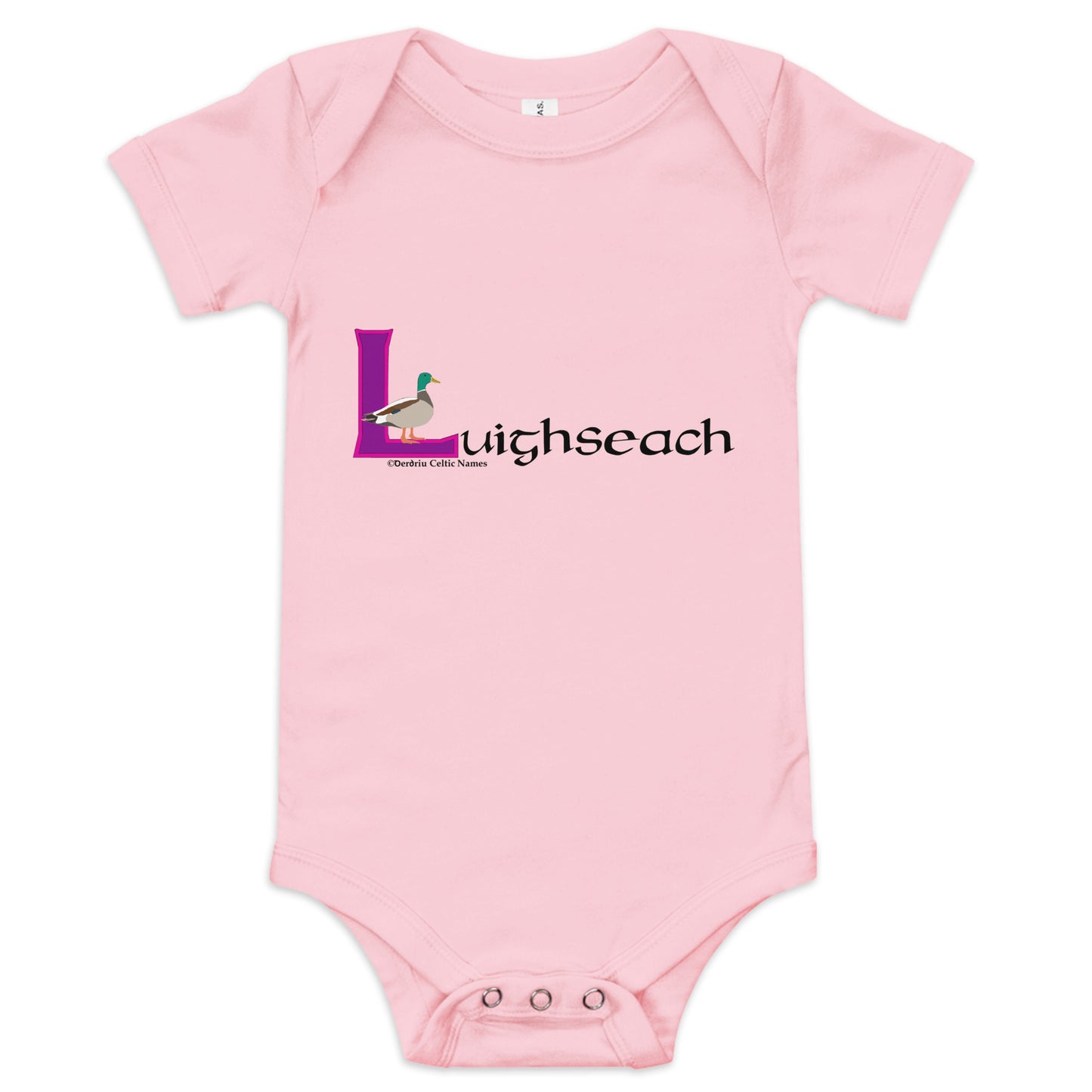 Luighseach (Lucy) - Personalized baby short sleeve one piece with Irish name Luighseach