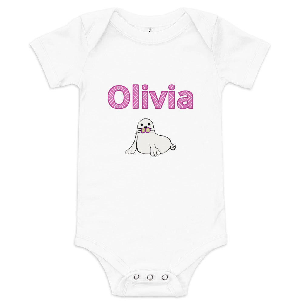 Olivia Personalized Baby short sleeve one piece