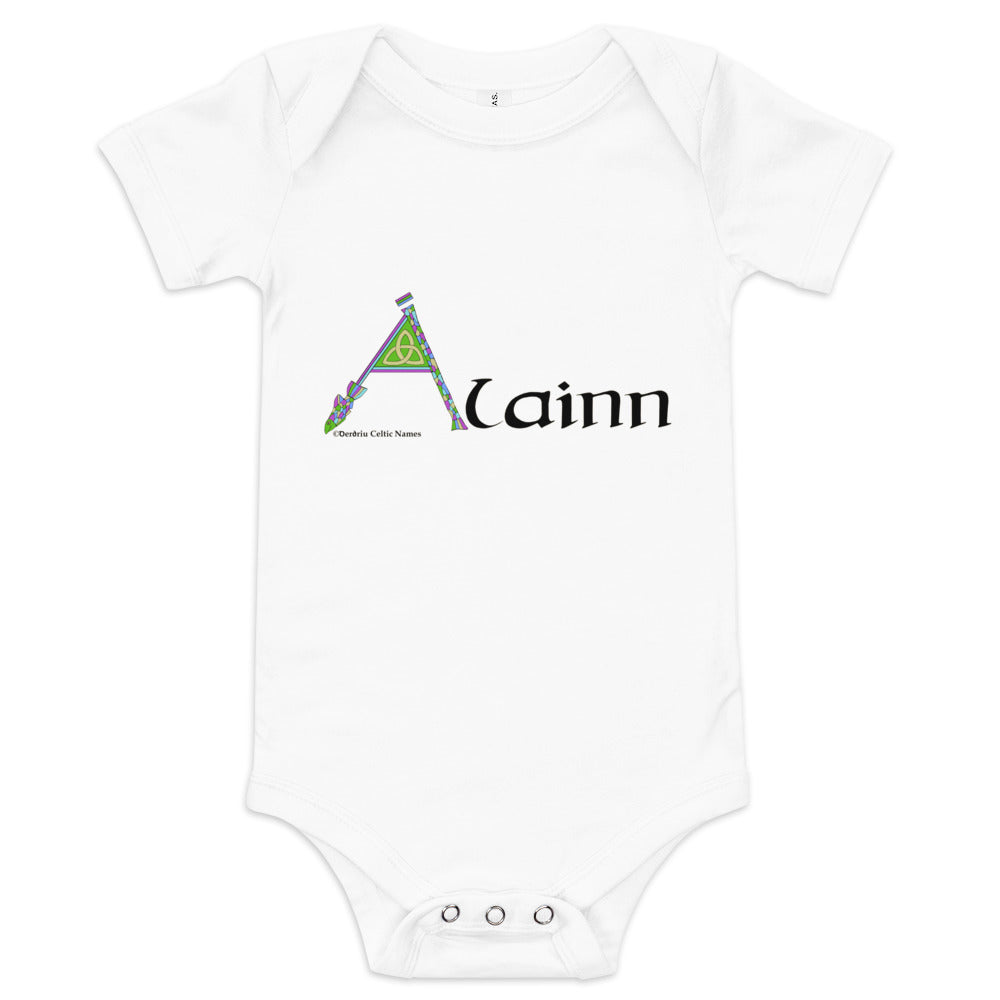 Álainn (Bonnie) Personalized baby short sleeve one piece with Irish name Álainn