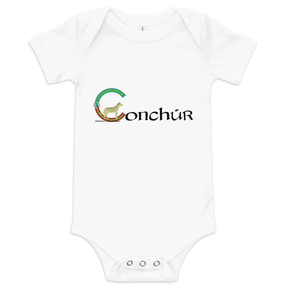 Conchúr (Conor) - Personalized baby short sleeve one piece with Irish name Conchúr