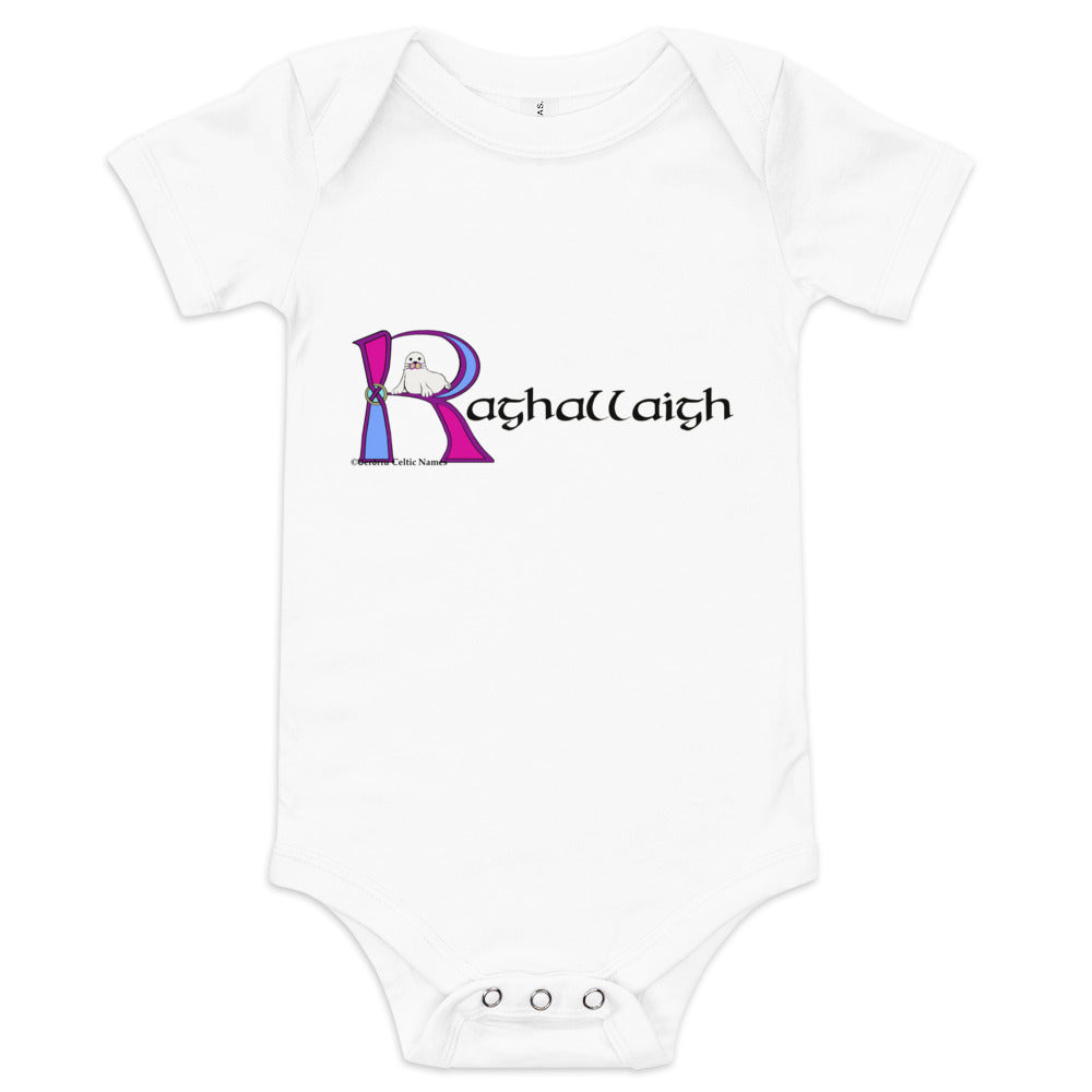 Raghallaigh (Riley) - Personalized baby short sleeve one piece with Irish name Raghallaigh