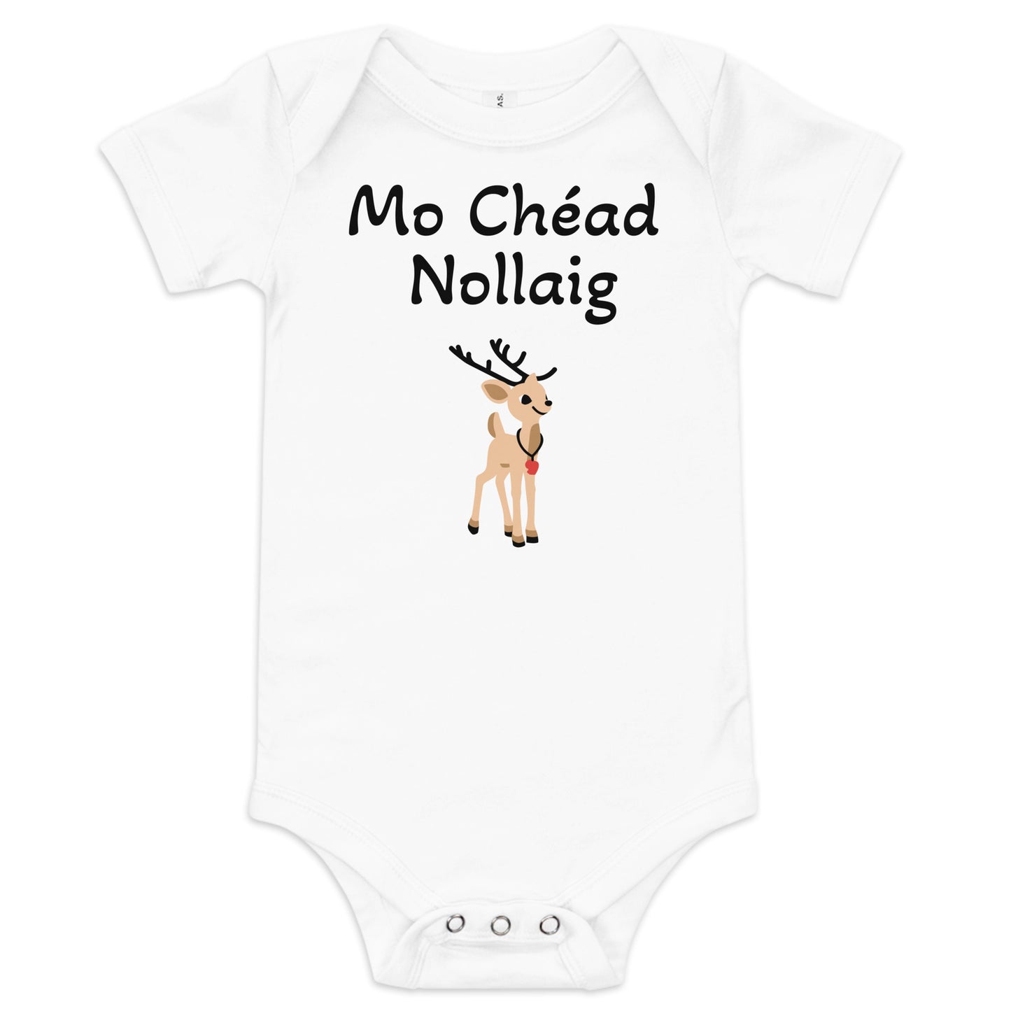 Mo Chéad Nollaig (My First Christmas) Reindeer Baby Short Sleeve One Piece