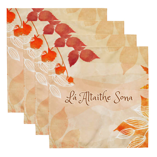 Lá Altaithe Sona (Happy Thanksgiving) Irish Language Cloth Napkin Set