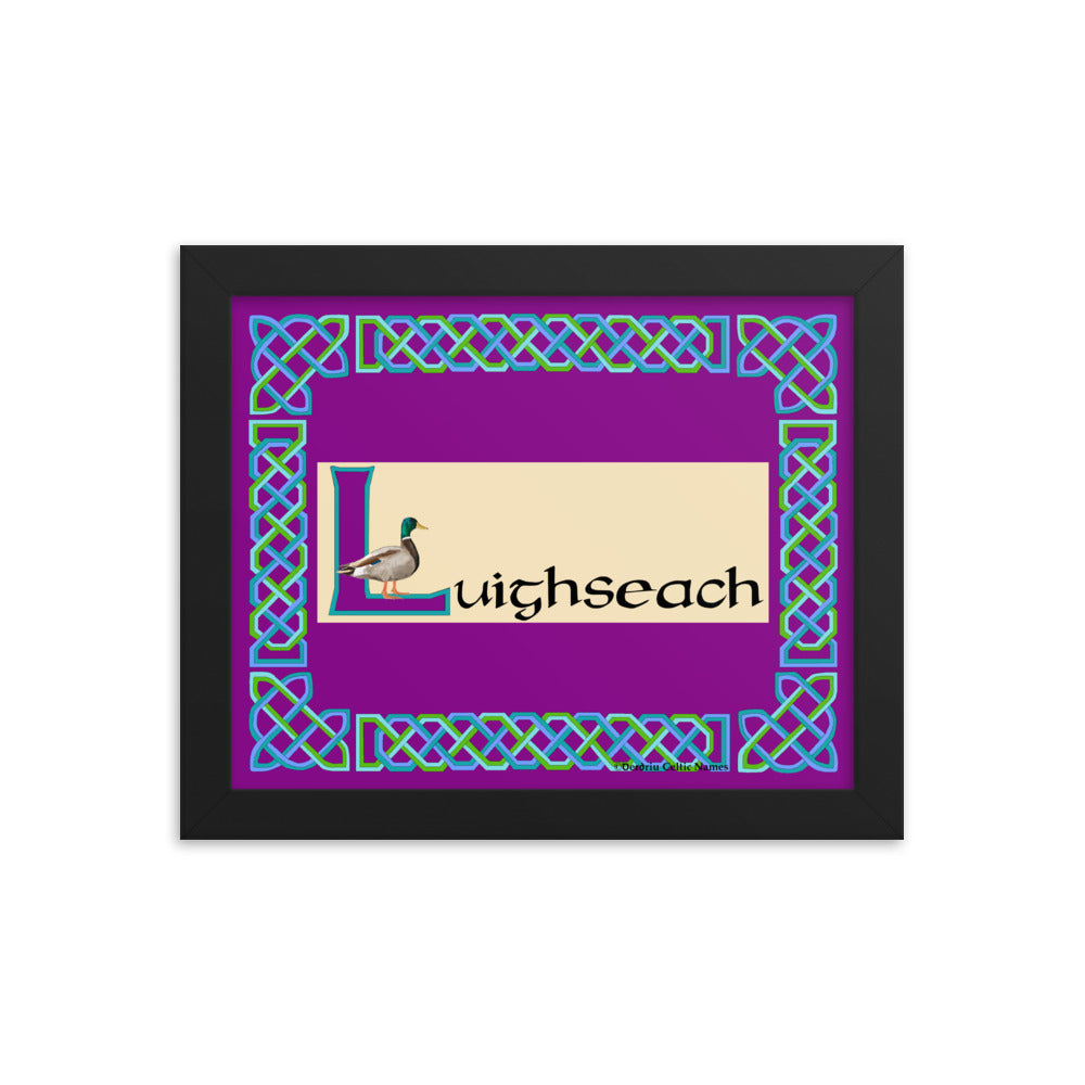 Luighseach (Lucy) - Personalized framed poster with Irish name Luighseach