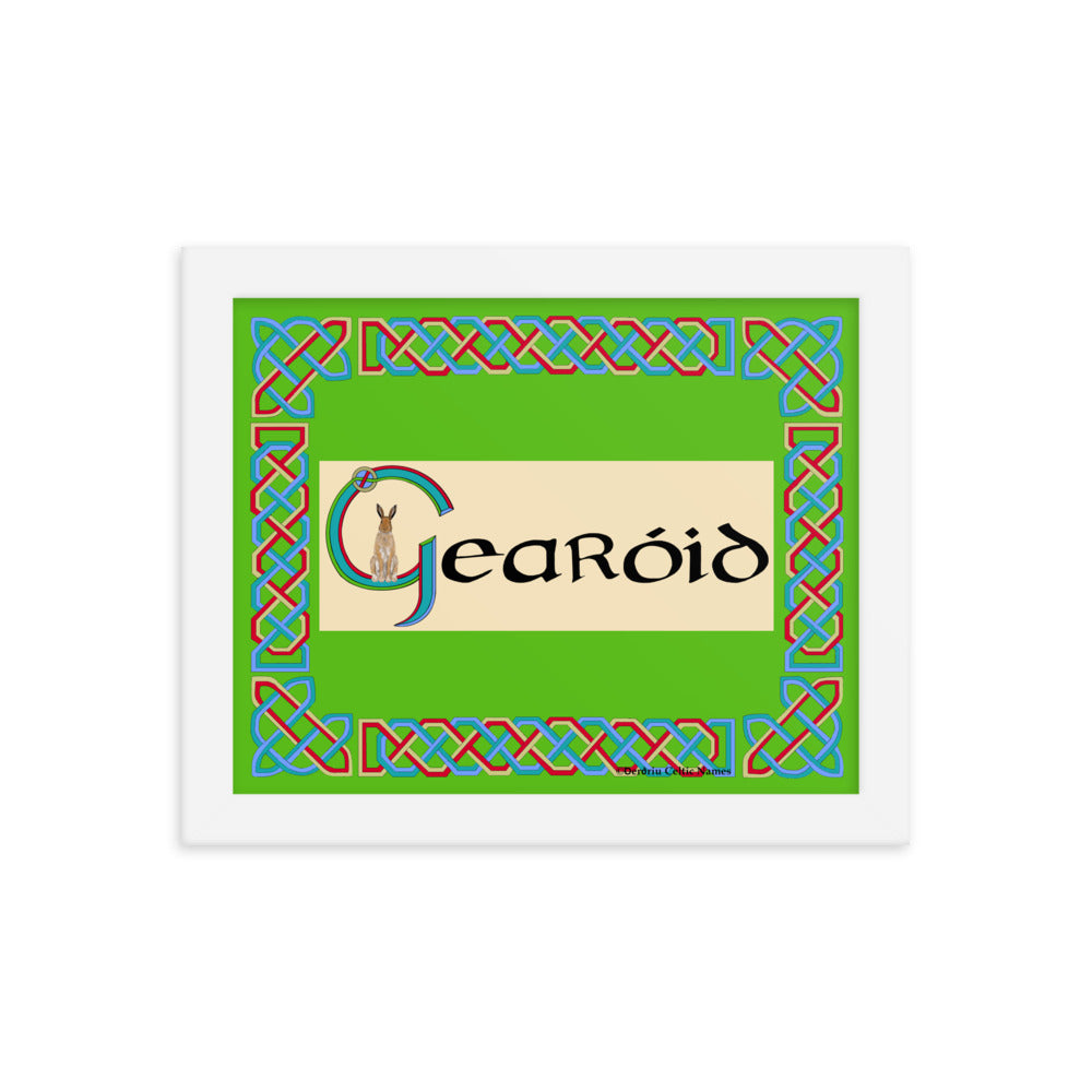 Gearóid (Gareth) - Personalized framed poster with Irish name Gearóid
