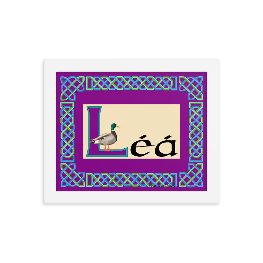 Léá (Leah) - Personalized framed poster with Irish name Léá