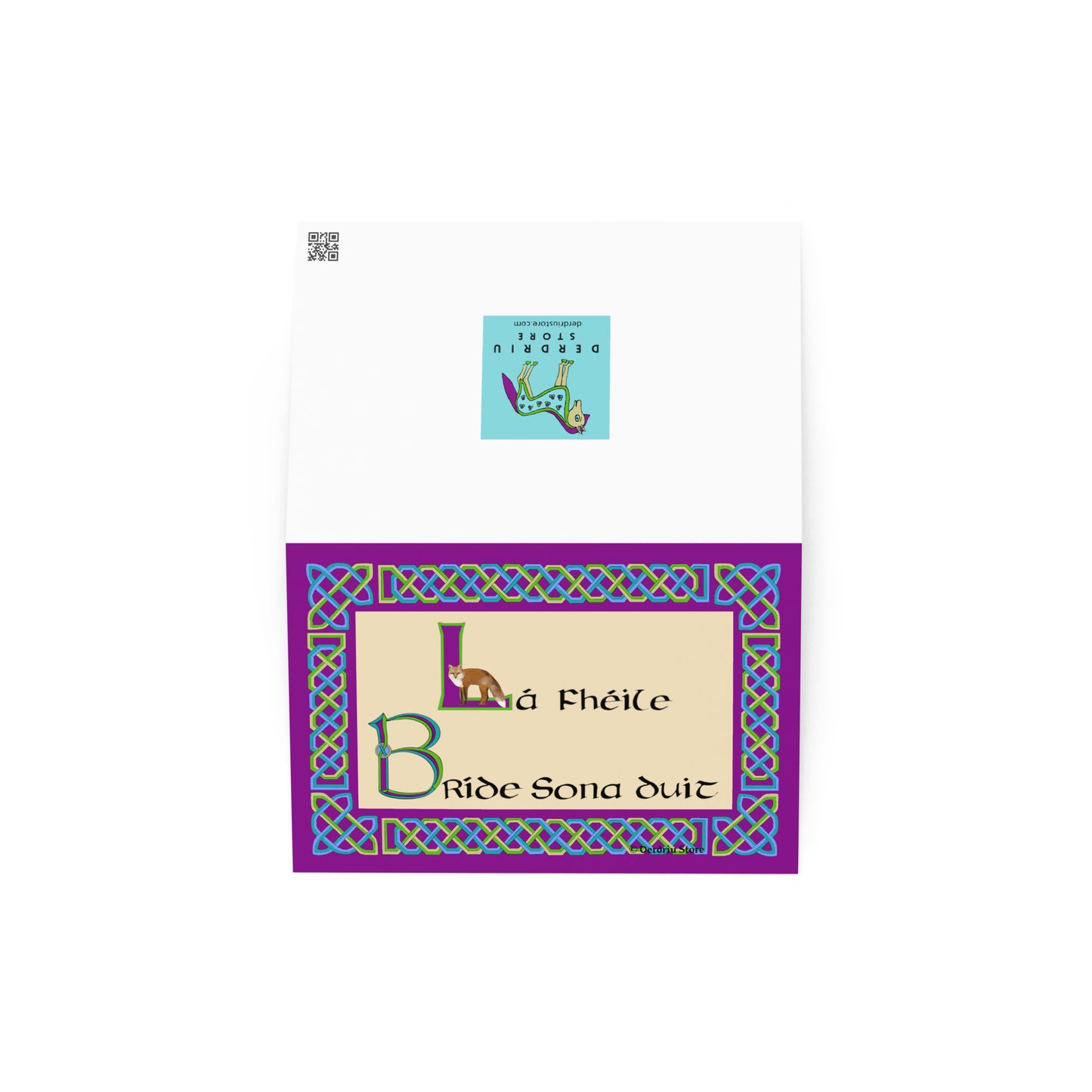 Lá Fhéile Bríde Sona Duit (Happy St Brigid's Day) Celtic Knotwork and Calligraphy Irish Language Greeting Card