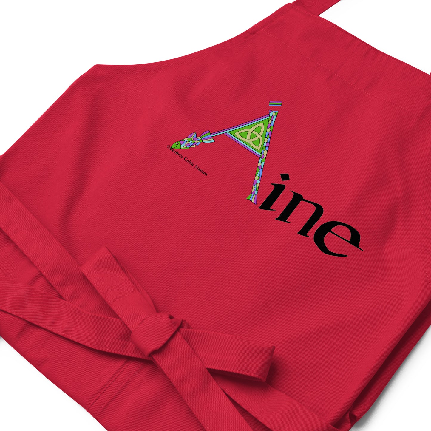 Áine (Ann) - Personalized Organic cotton apron with Irish name Áine (Free Shipping)