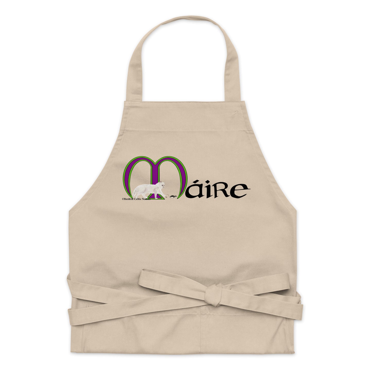 Máire (Mary) - Personalized Organic cotton apron with Irish name Máire (Free Shipping)