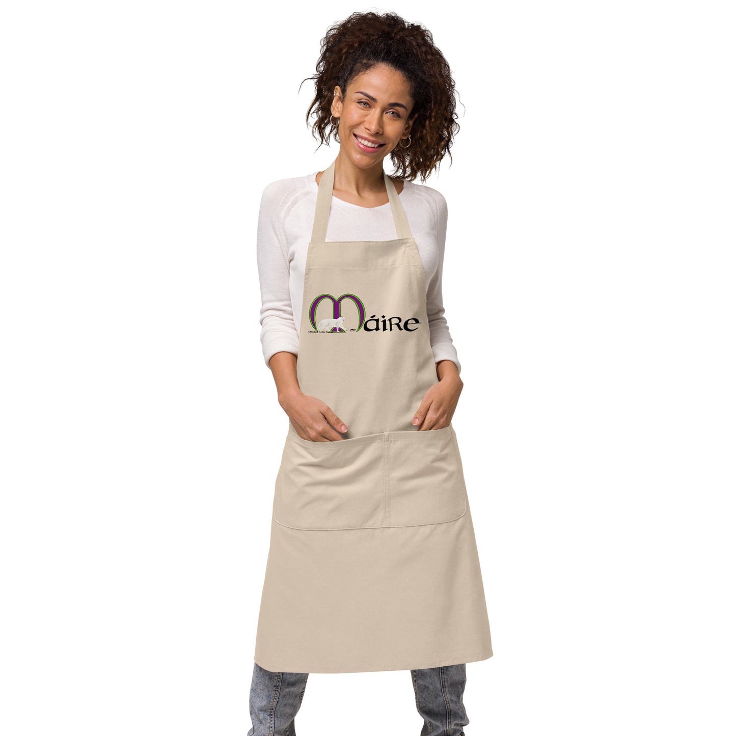 Máire (Mary) - Personalized Organic cotton apron with Irish name Máire (Free Shipping)