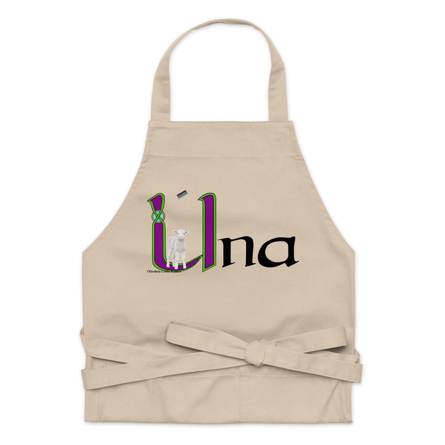 Úna (Oonagh) - Personalized Organic cotton apron with Irish name Úna (Free Shipping)