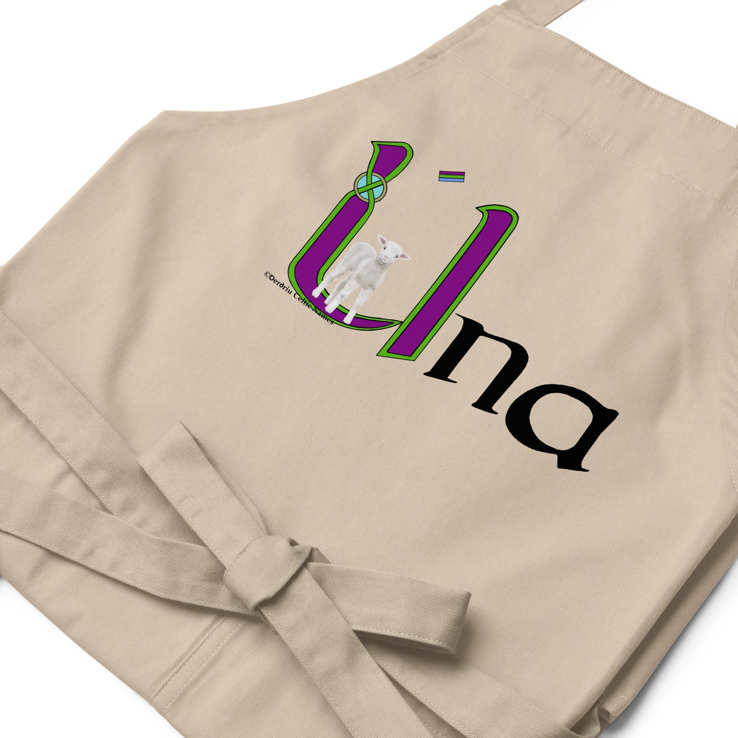 Úna (Oonagh) - Personalized Organic cotton apron with Irish name Úna (Free Shipping)