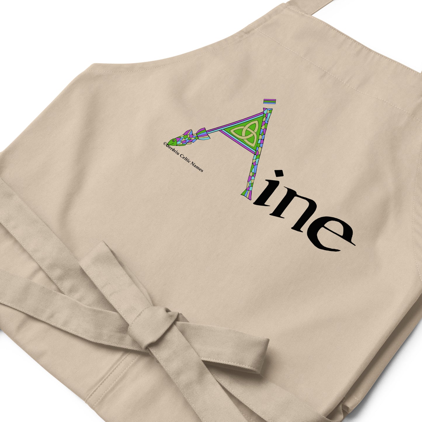 Áine (Ann) - Personalized Organic cotton apron with Irish name Áine (Free Shipping)