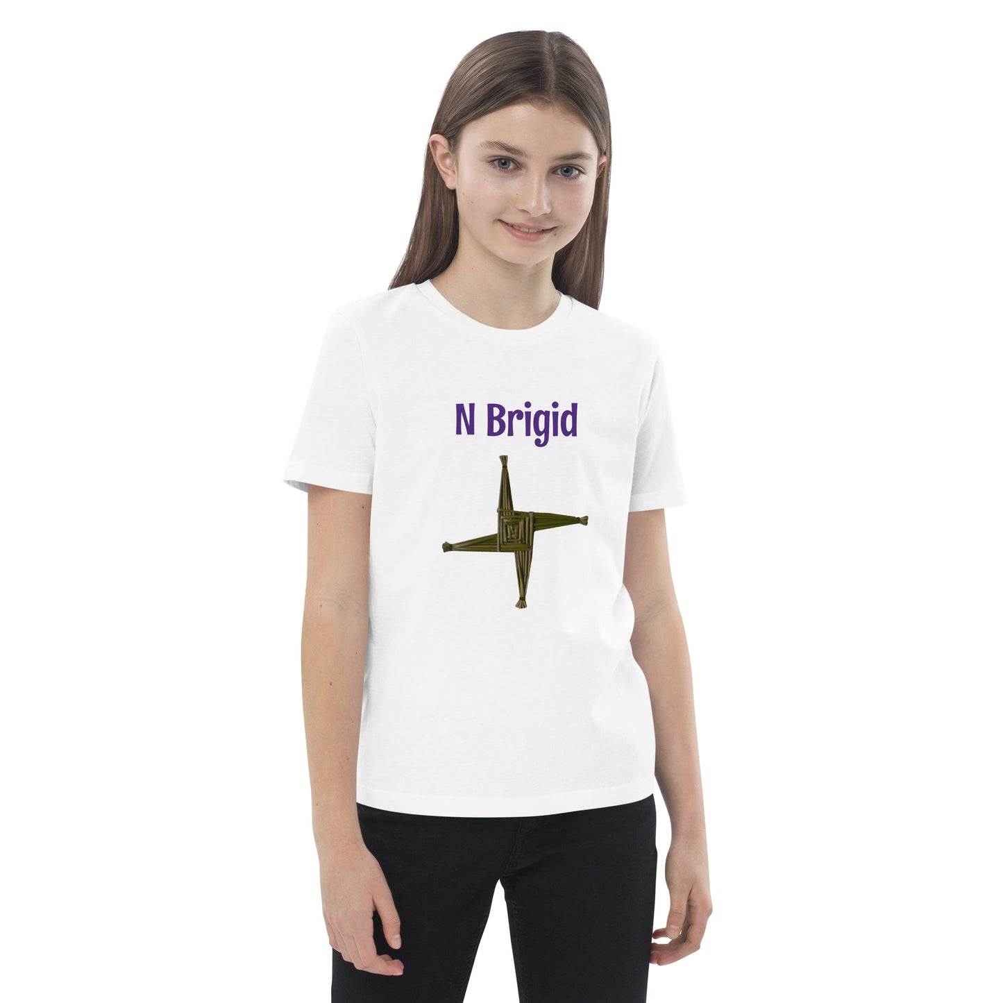 N Brigid (St Bridget) Irish Language Organic Cotton Kids T-shirt