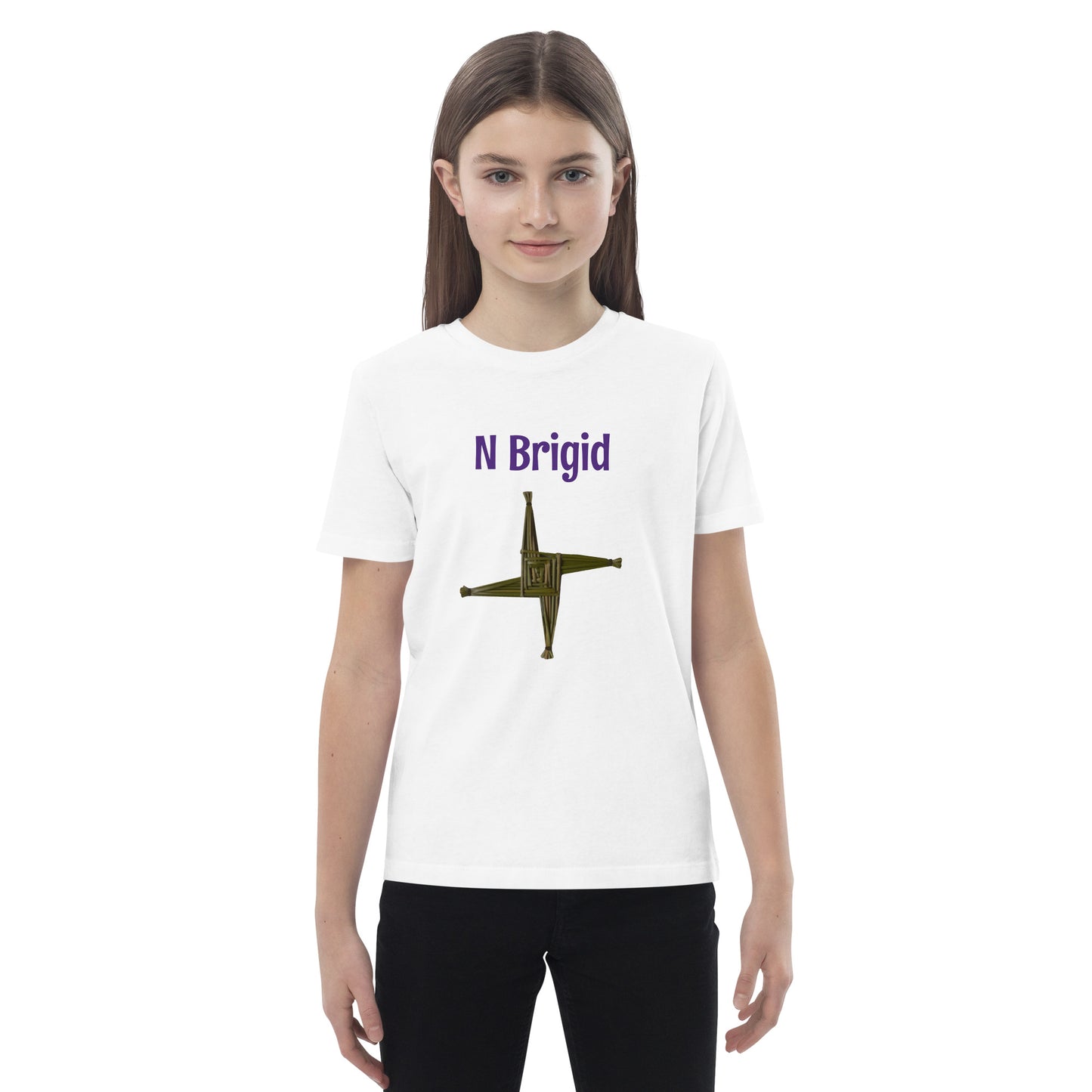 N Brigid (St Bridget) Irish Language Organic Cotton Kids T-shirt