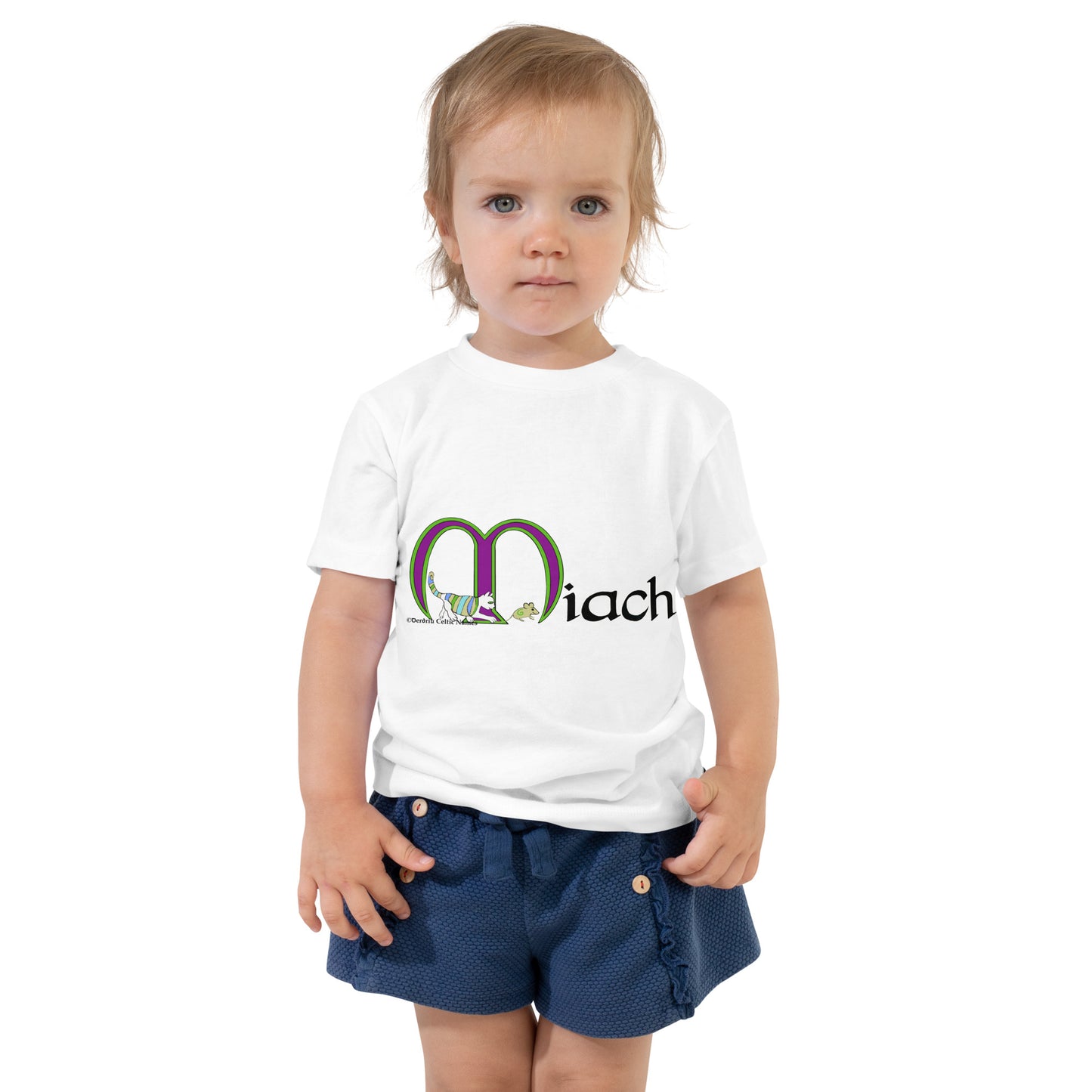 Miach (Mia) - Personalized toddler short sleeve T-shirt with Irish name Miach