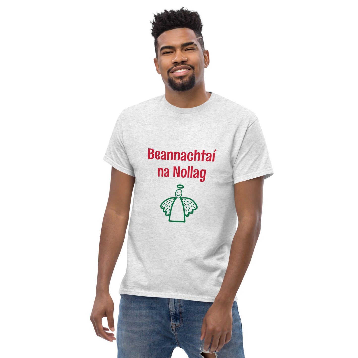 Beannachtaí na Nollag (Christmas Blessings) Irish Language Unisex Classic T-Shirt (White/Ash) (Free Shipping)