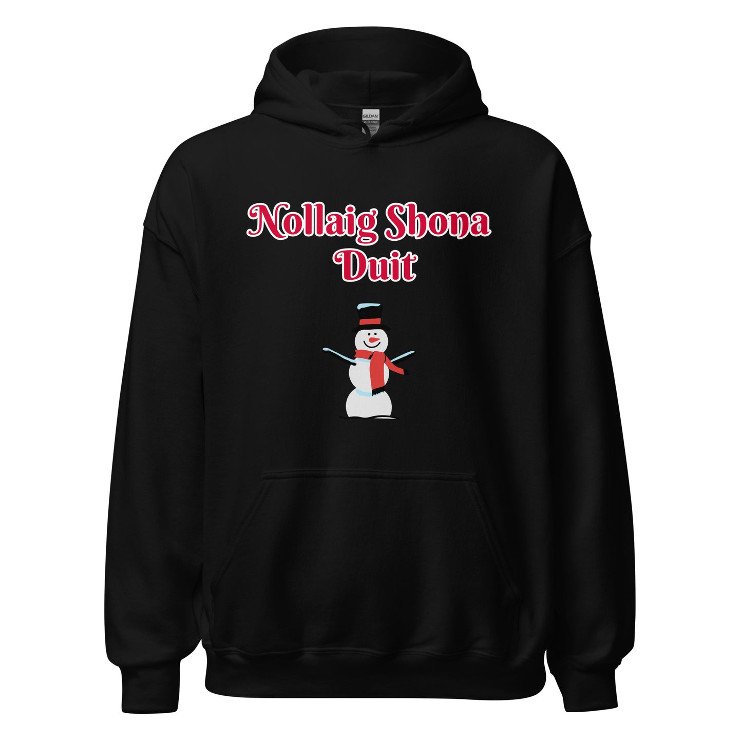 Nollaig Shona Duit (Happy Christmas) Irish Language Adult Unisex Hoodie (Snowman Design)