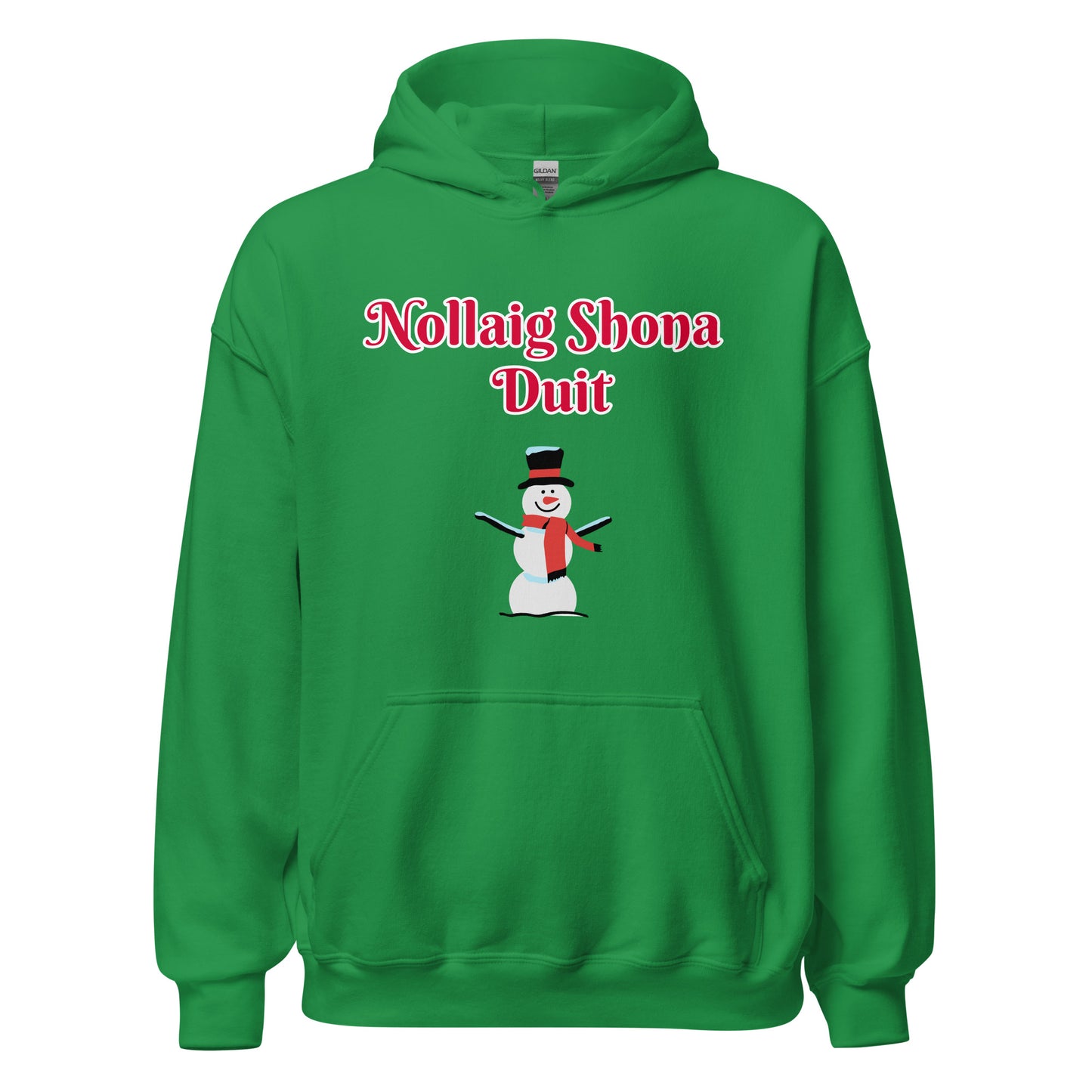Nollaig Shona Duit (Happy Christmas) Irish Language Adult Unisex Hoodie (Snowman Design)
