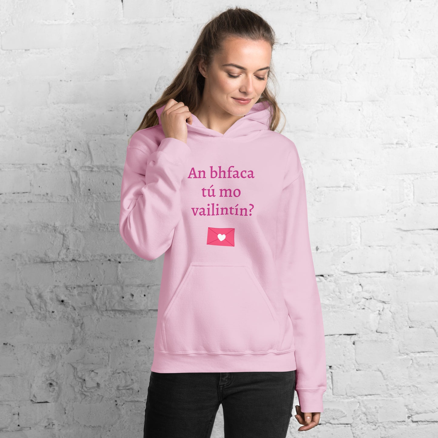 An bhfaca tú mo vailintín? (Did you see my Valentine?) Irish Language Personalized Hoodie (Free Shipping)
