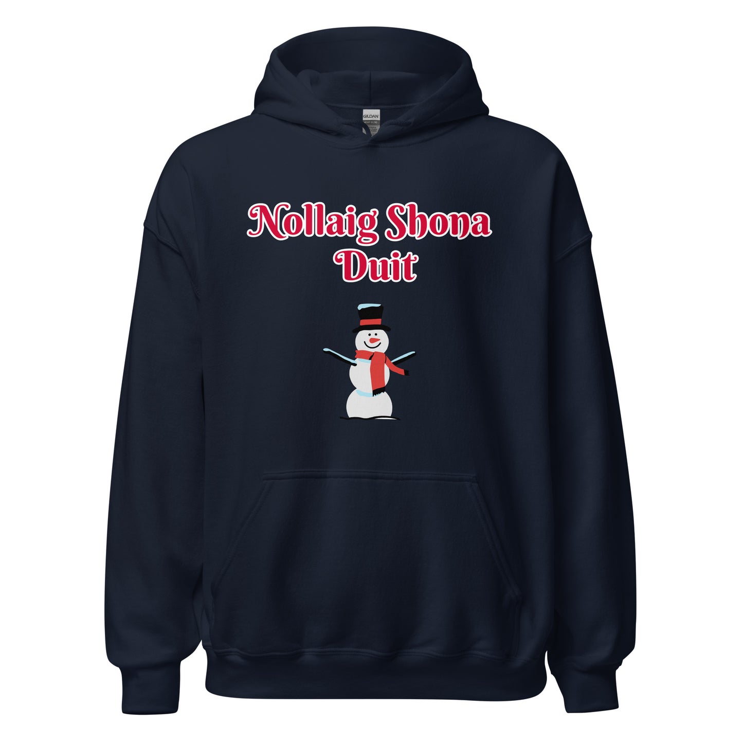 Nollaig Shona Duit (Happy Christmas) Irish Language Adult Unisex Hoodie (Snowman Design)