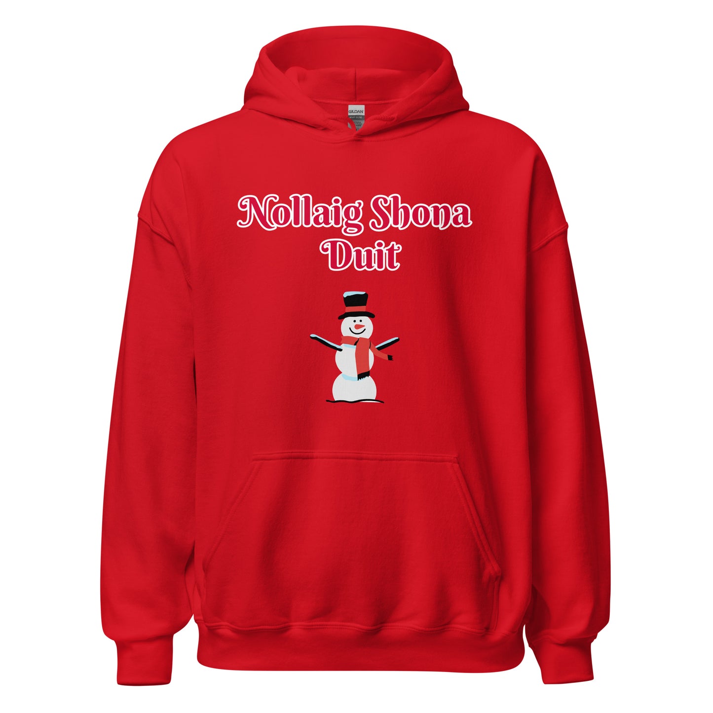 Nollaig Shona Duit (Happy Christmas) Irish Language Adult Unisex Hoodie (Snowman Design)