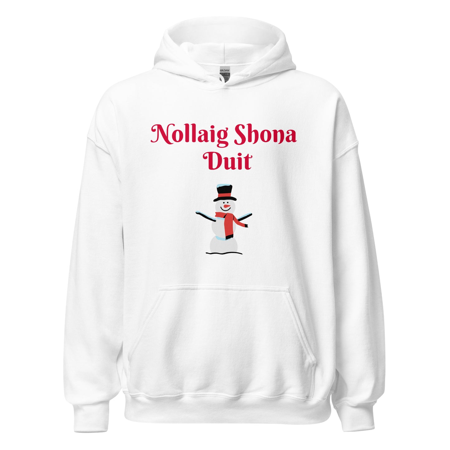 Nollaig Shona Duit (Happy Christmas) Irish Language Adult Unisex Hoodie (Snowman Design)