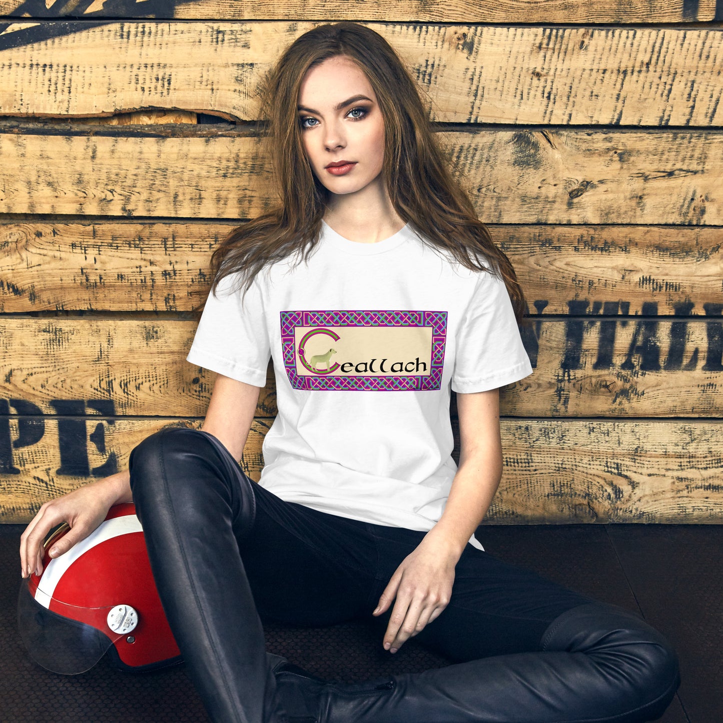 Ceallach (Kelly) Personalized Women's T-Shirt with Irish name Ceallach (Dog Design)