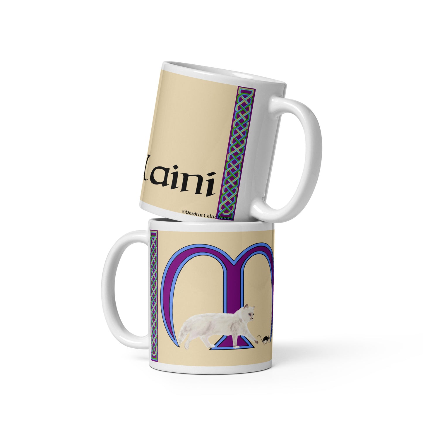 Méalainí (Melanie) - Personalized white glossy mug with Irish name Méalainí (Free Shipping)