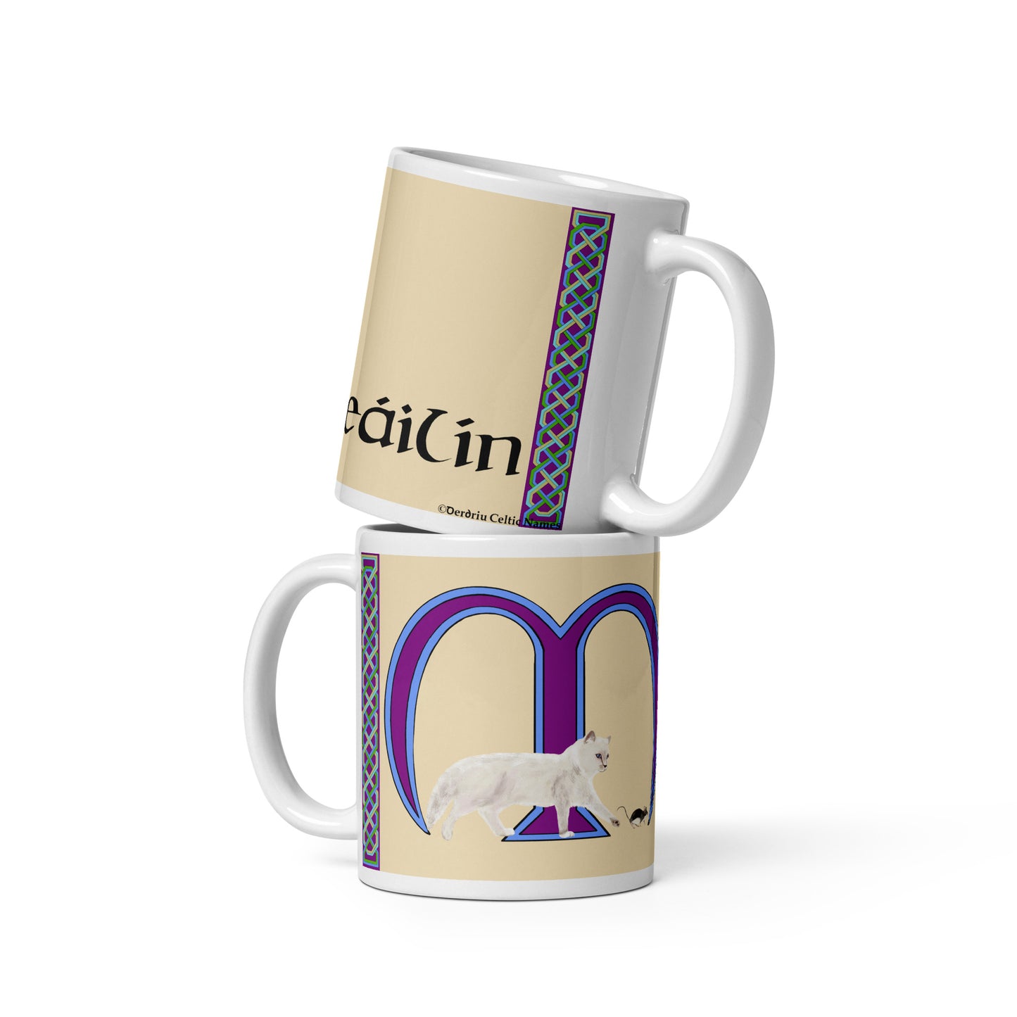 Micheáilín (Michelle) - Personalized white glossy mug with Irish name Micheáilín (Free Shipping)