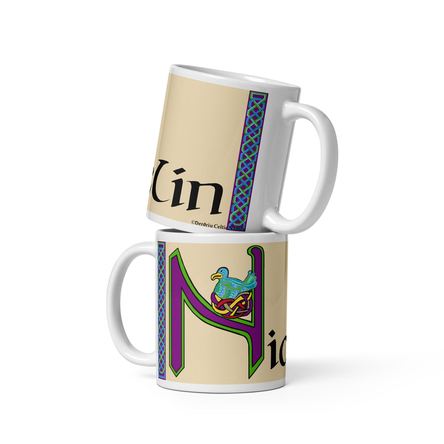 Nioiclín (Nicola) - Personalized white glossy mug with Irish name Nioiclín (Free Shipping)