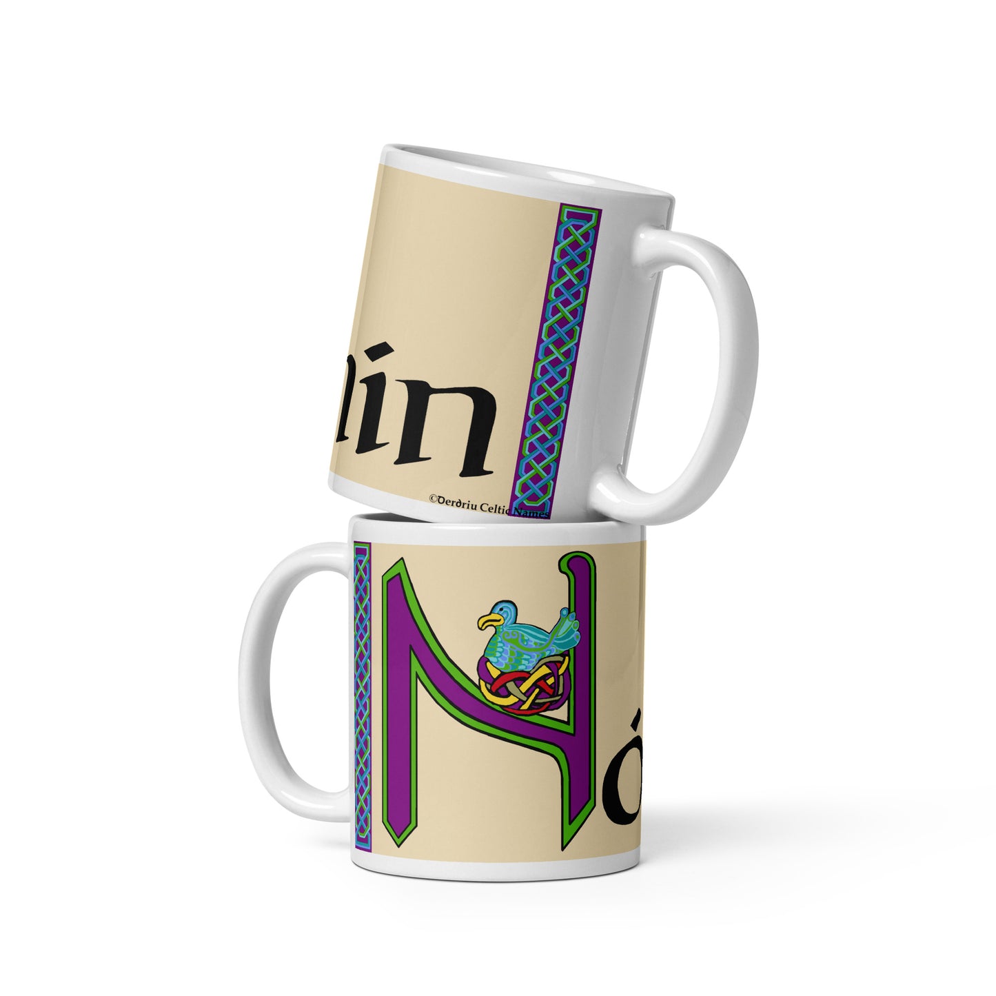 Nóinín (Daisy) - Personalized white glossy mug with Irish name Nóinín (Free Shipping)