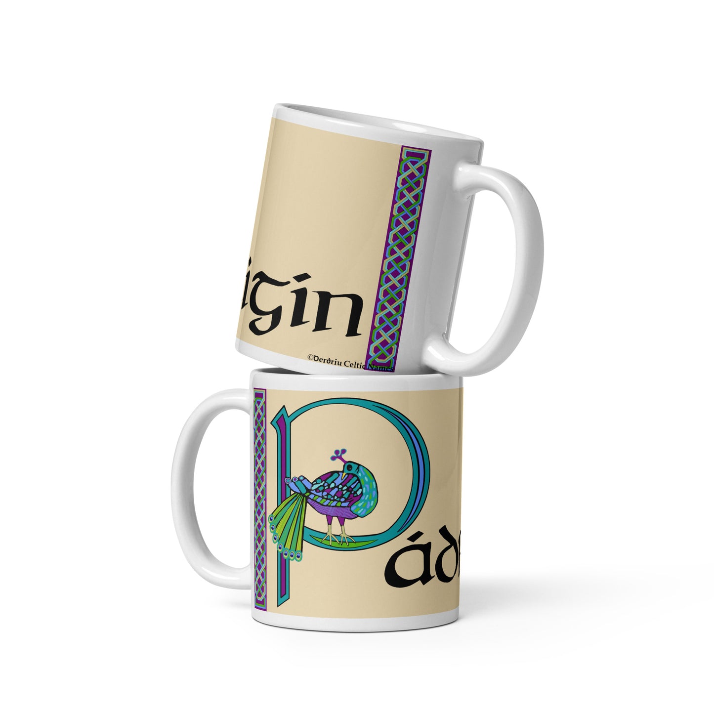 Pádraigín (Patricia) - Personalized white glossy mug with Irish name Pádraigín (Free Shipping)