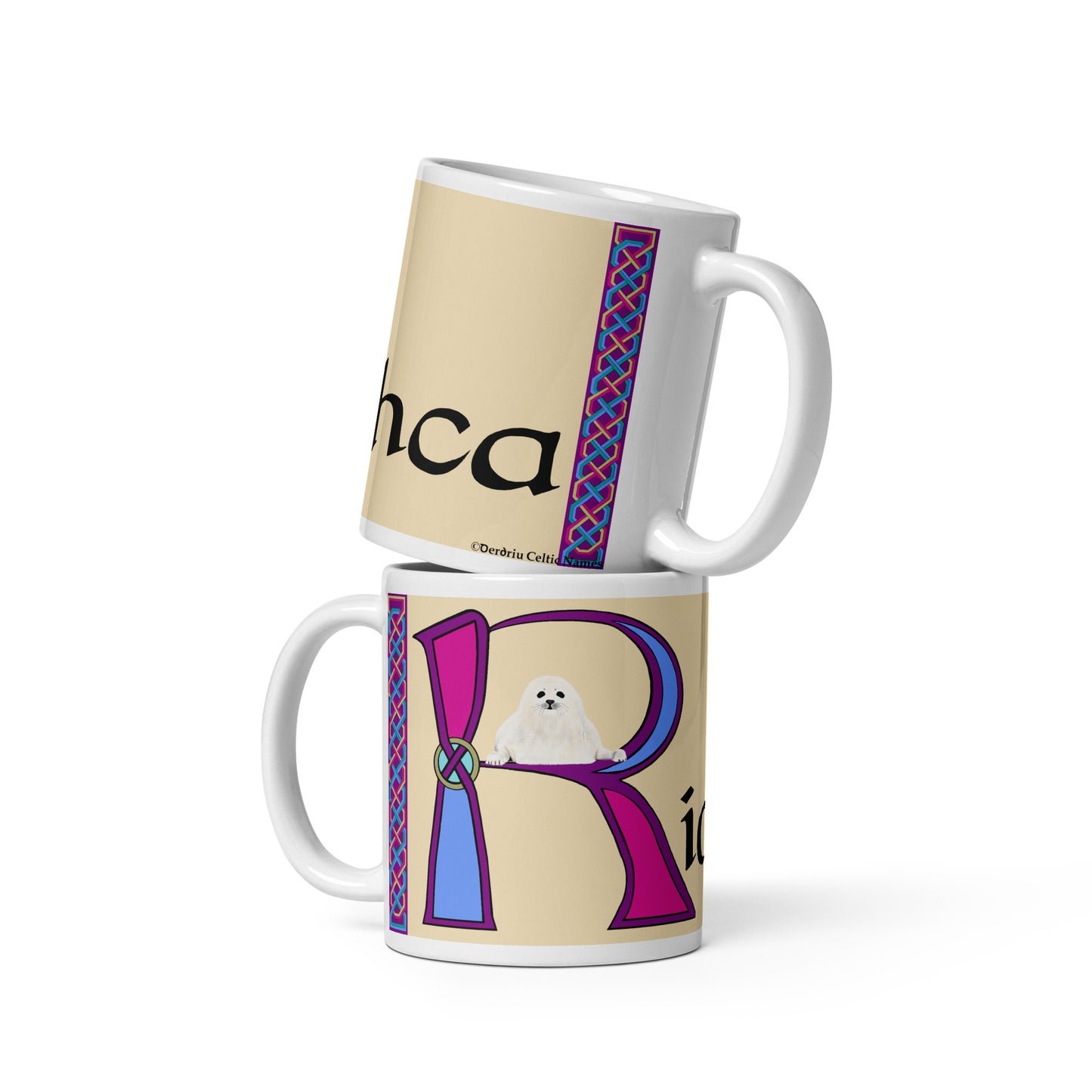 Ríobhca (Rebecca) - Personalized white glossy mug with Irish name Ríobhca (Free Shipping)