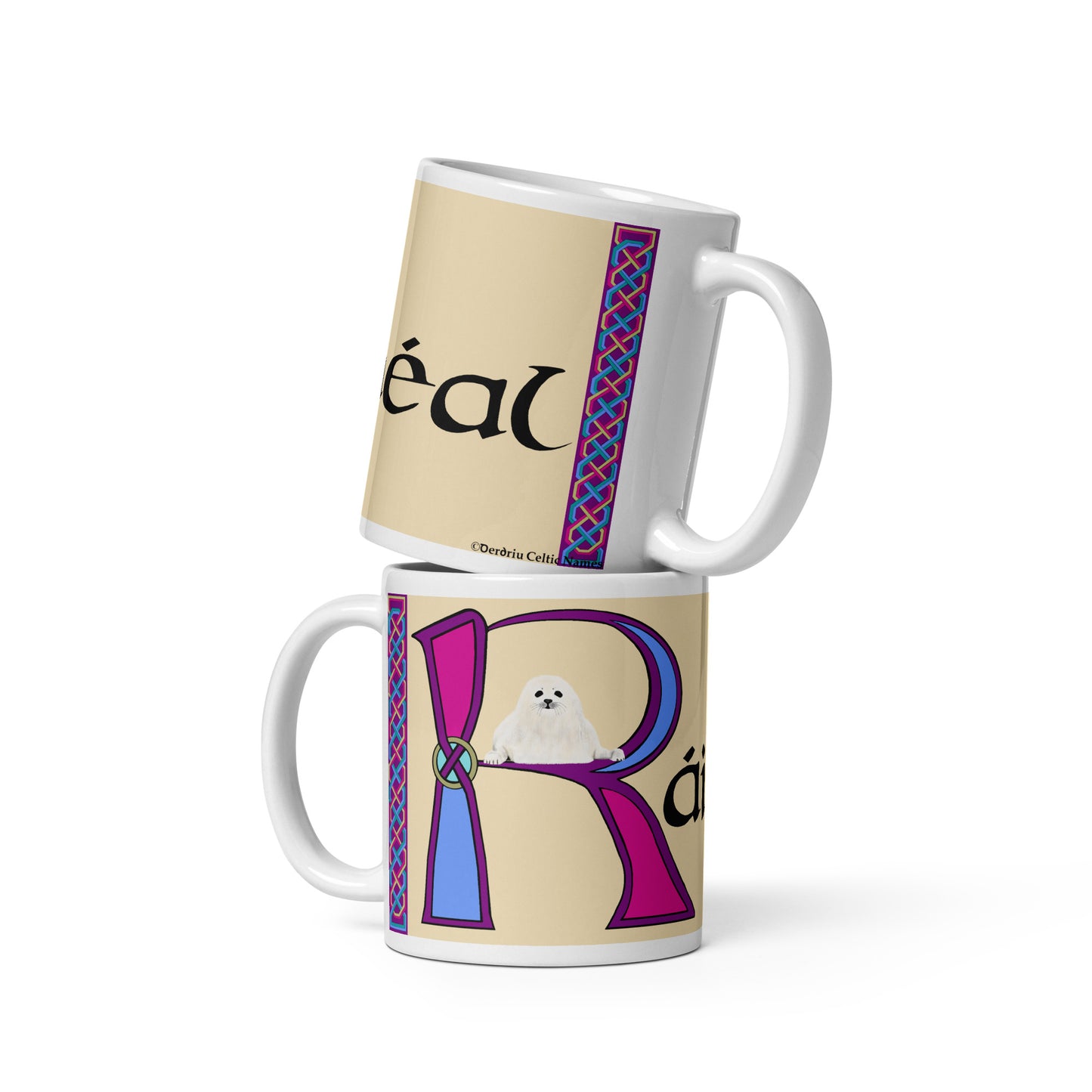 Ráichéal (Rachel) - Personalized white glossy mug with Irish name Ráichéal (Free Shipping)