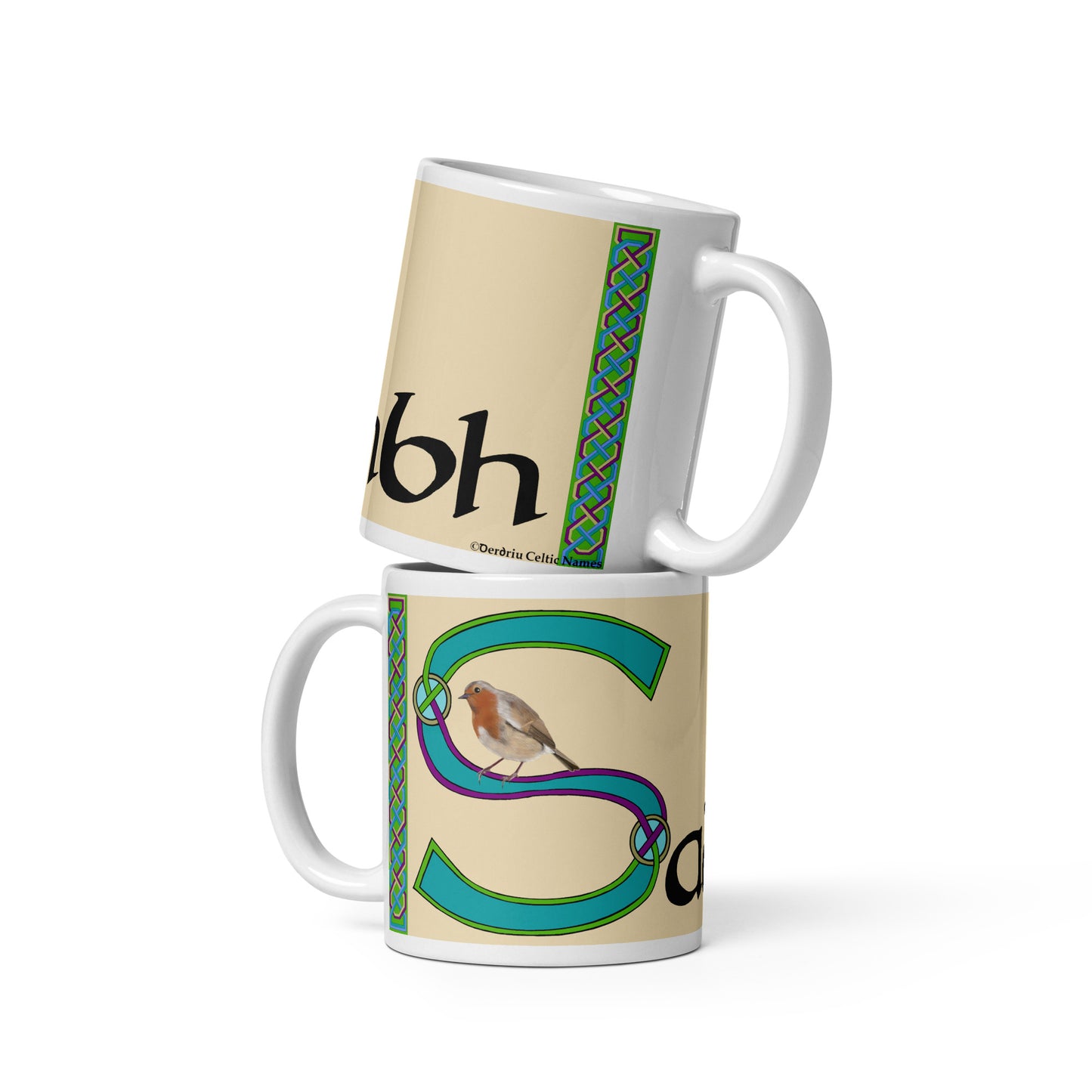 Sadhbh (Sarah) - Personalized white glossy mug with Irish name Sadhbh (Free Shipping)